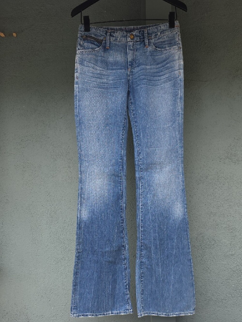 NEW RARE $258 GOLDSIGN FLARE LEG FADED DENIM JEANS SIZE 27